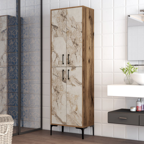 Tároló szekrény Berlin A - Diós, Fehér Marble-VASBÚTOR