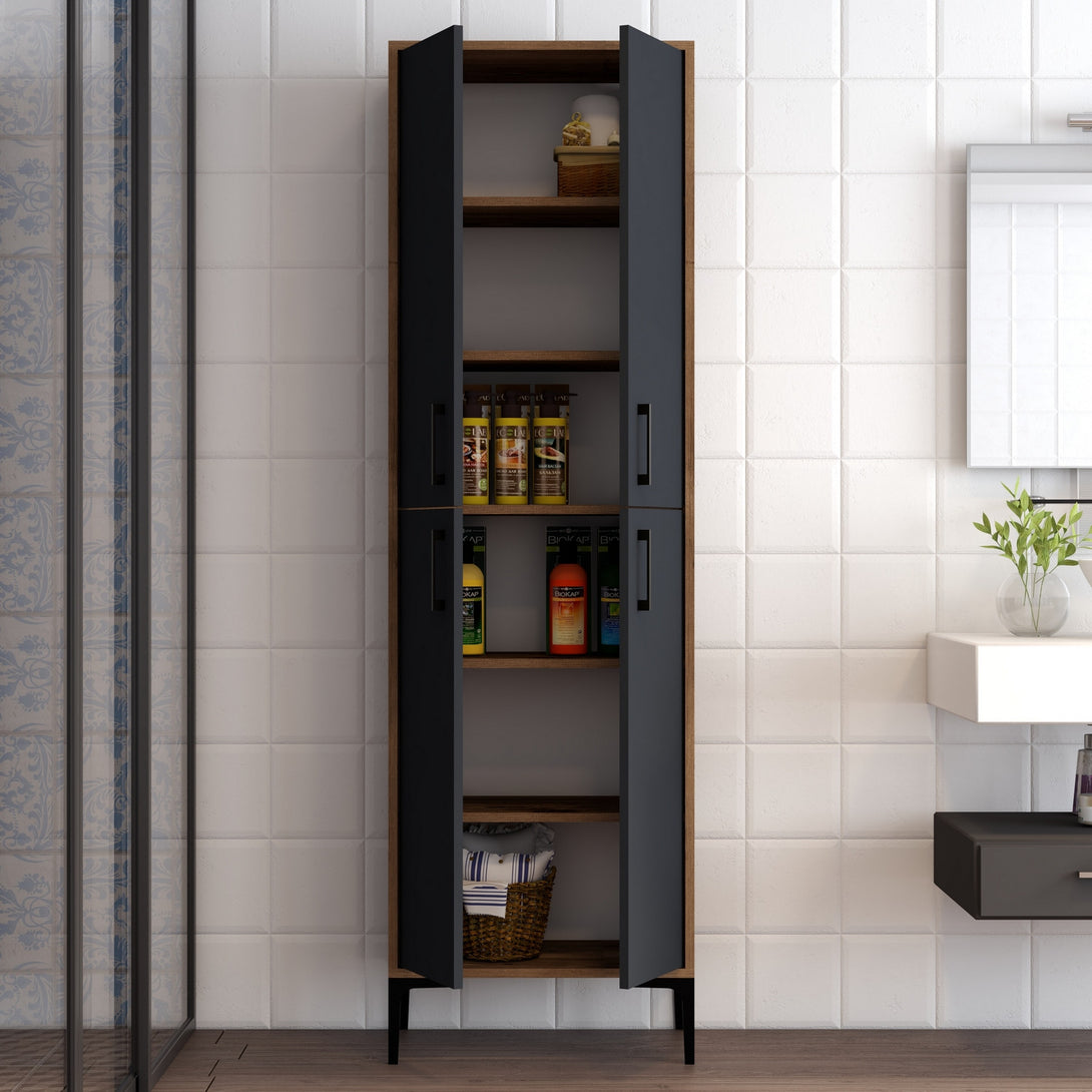 Tároló szekrény Berlin A - Walnut, Anthracite-VASBÚTOR