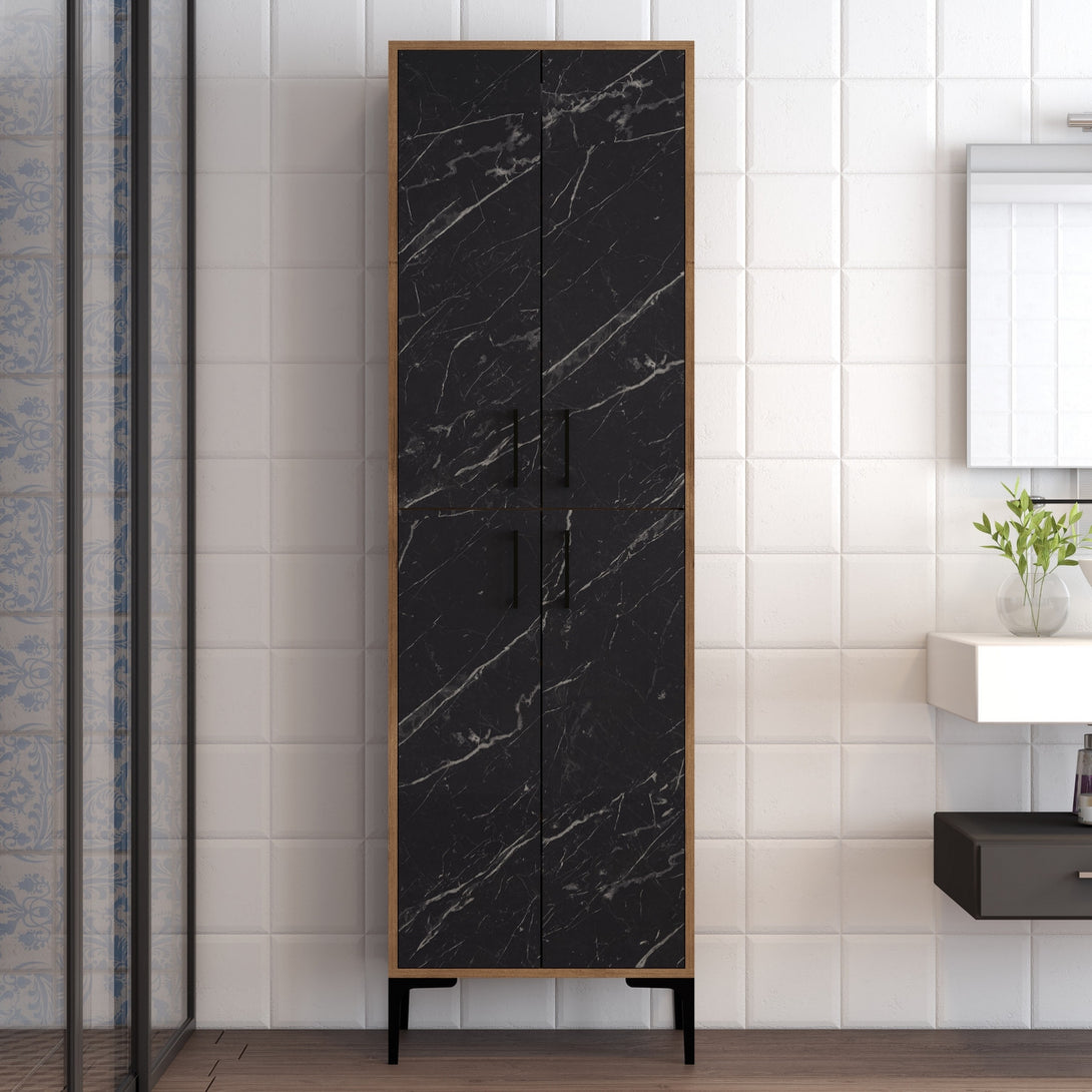 Tároló szekrény Berlin A - Walnut, Black Marble-VASBÚTOR