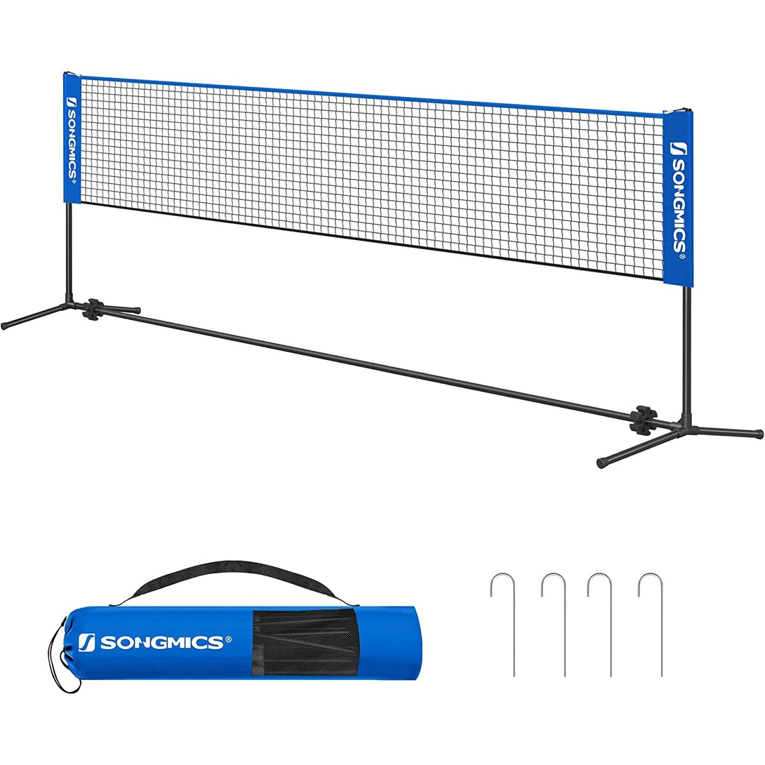 Tenisz/Tollaslabda Háló Hordozható Állvánnyal állítható magasságú 5x1,55 m , kék-VASBÚTOR