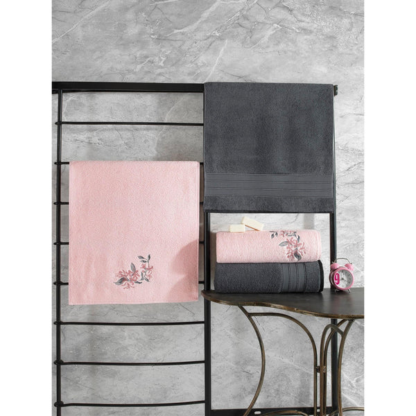 Törölköző Szett (4 db) Hamam Setı Colorful - Antracit, Pink-VASBÚTOR