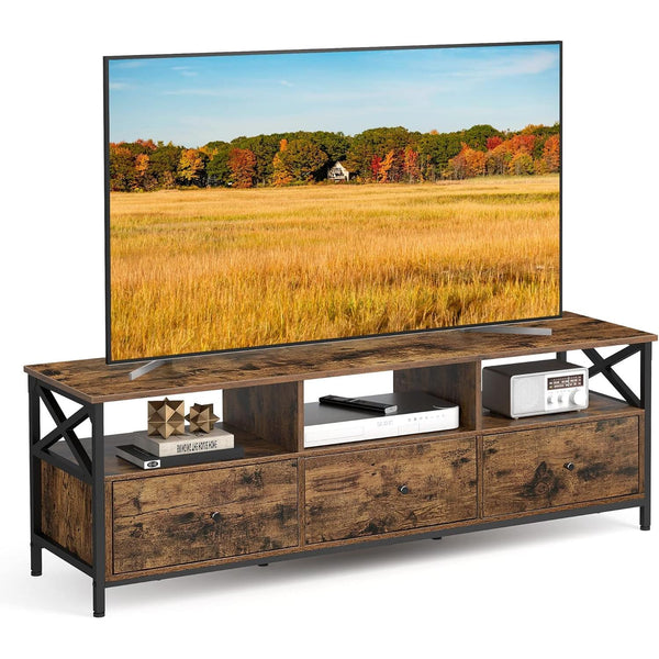 Tv-állvány 3 fiókkal és tárolópolcokkal, 147 x 50 x 40 cm, rusztikus-VASBÚTOR