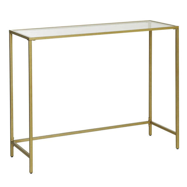 Üveg konzolasztal 100x80x35 cm, asztal állítható lábakkal, arany-VASBÚTOR
