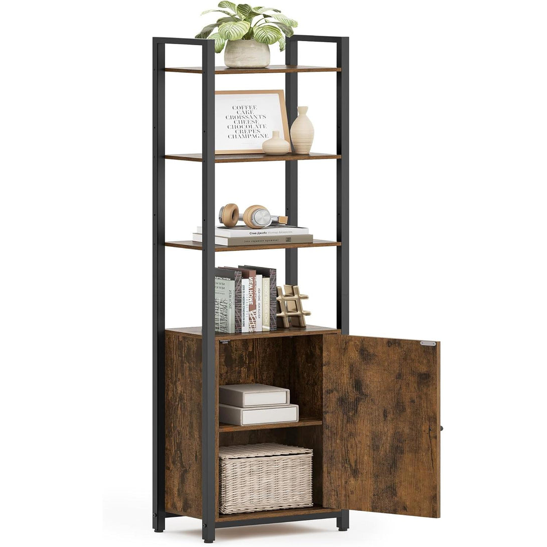 VASAGLE 6 szintes könyvespolc 24 × 40 × 159,5 cm, barna és fekete színben-VASBÚTOR