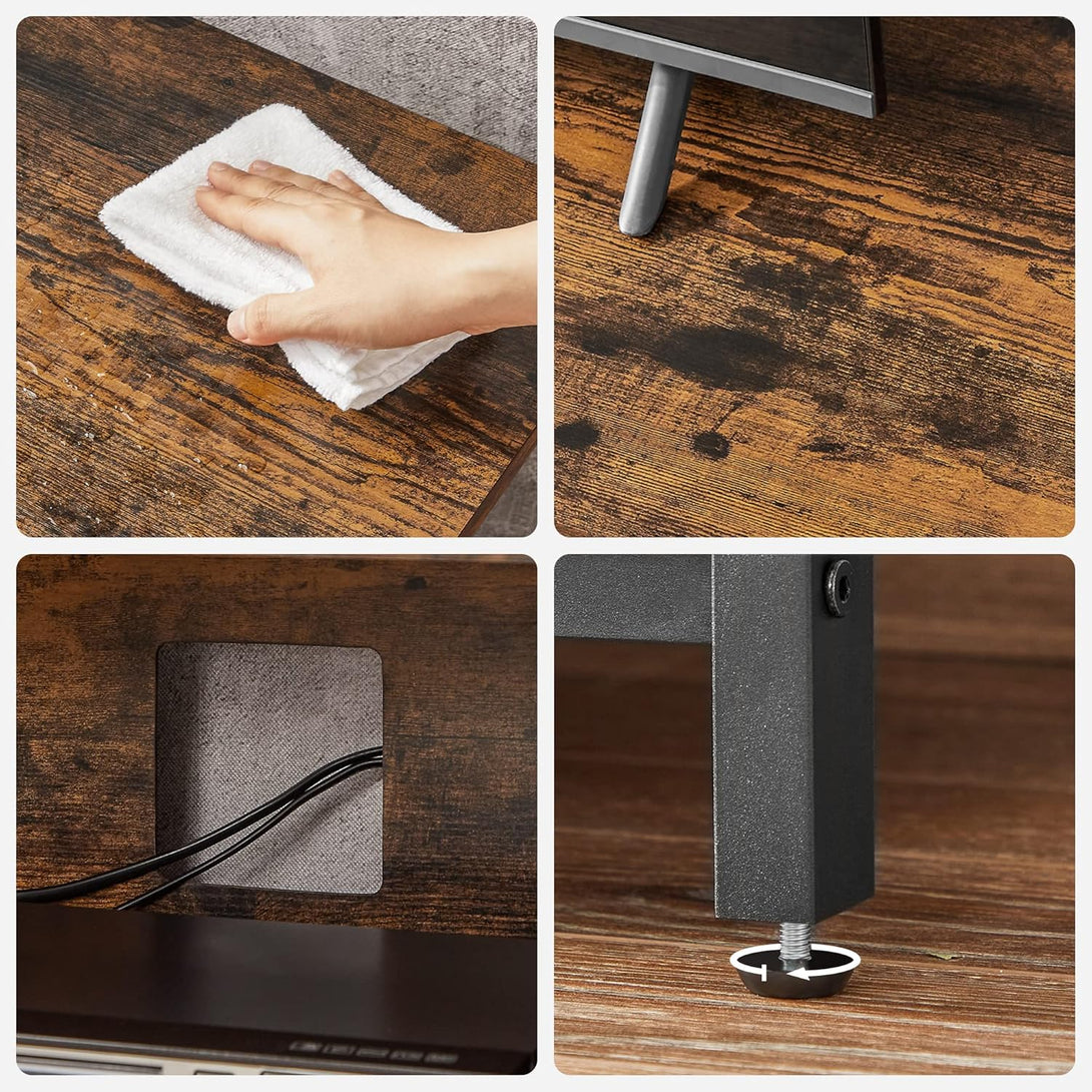 VASAGLE TV-állvány 60 hüvelykes TV-ig, rusztikus barna és fekete színben-VASBÚTOR