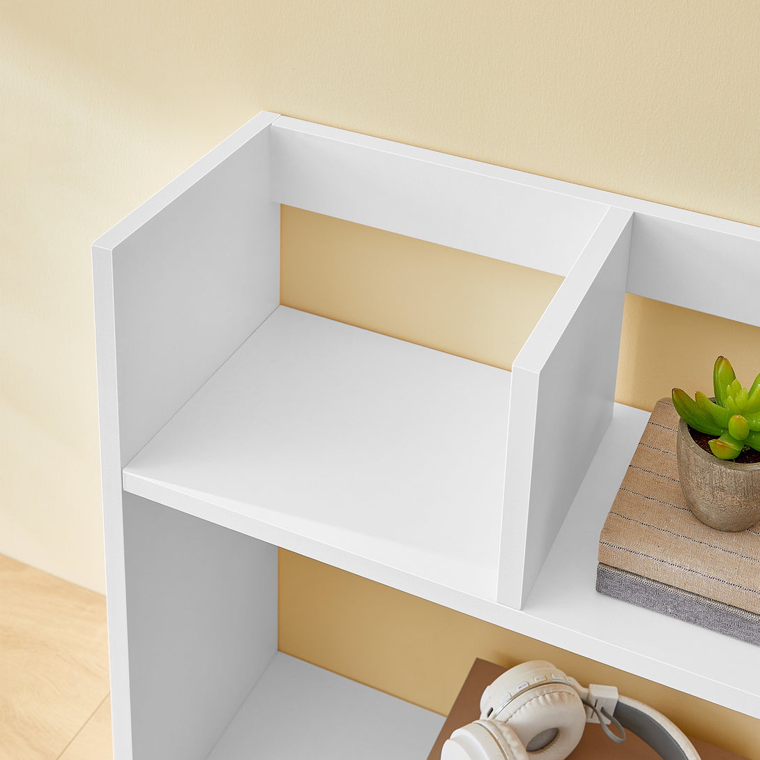 VASAGLE asztali polc, fa íróasztali tárolópolc 6 rekesszel, fehér színben-VASBÚTOR