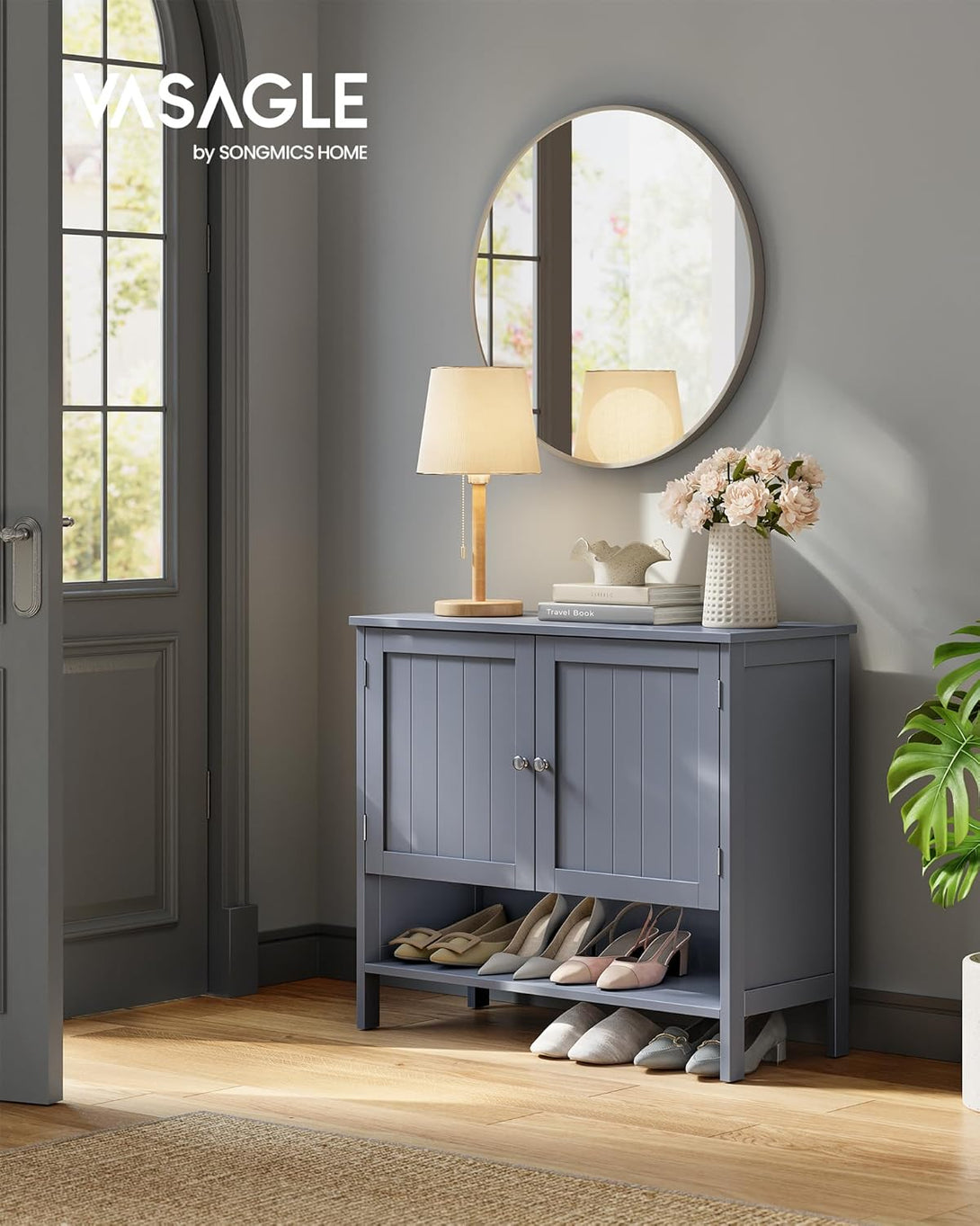 VASAGLE cipősszekrény, cipőtartó 35 x 80 x 70 cm, szürke-VASBÚTOR