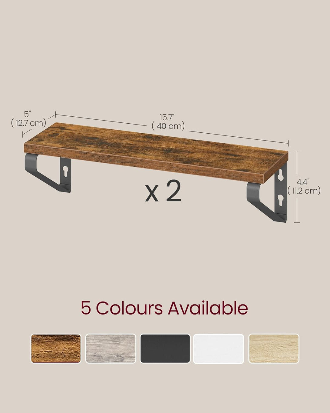 VASAGLE fali polcok 2 darabos szett, rusztikus barna és matt fekete-VASBÚTOR