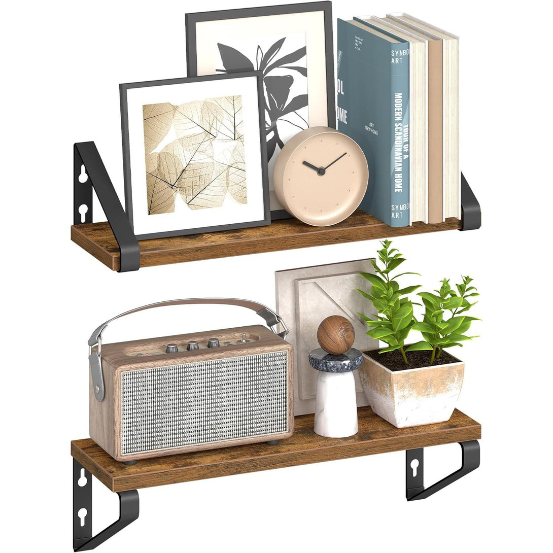 VASAGLE fali polcok 2 darabos szett, rusztikus barna és matt fekete-VASBÚTOR