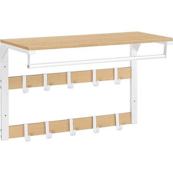 VASAGLE fali ruhafogas polccal, tölgy szín–fehér-VASBÚTOR