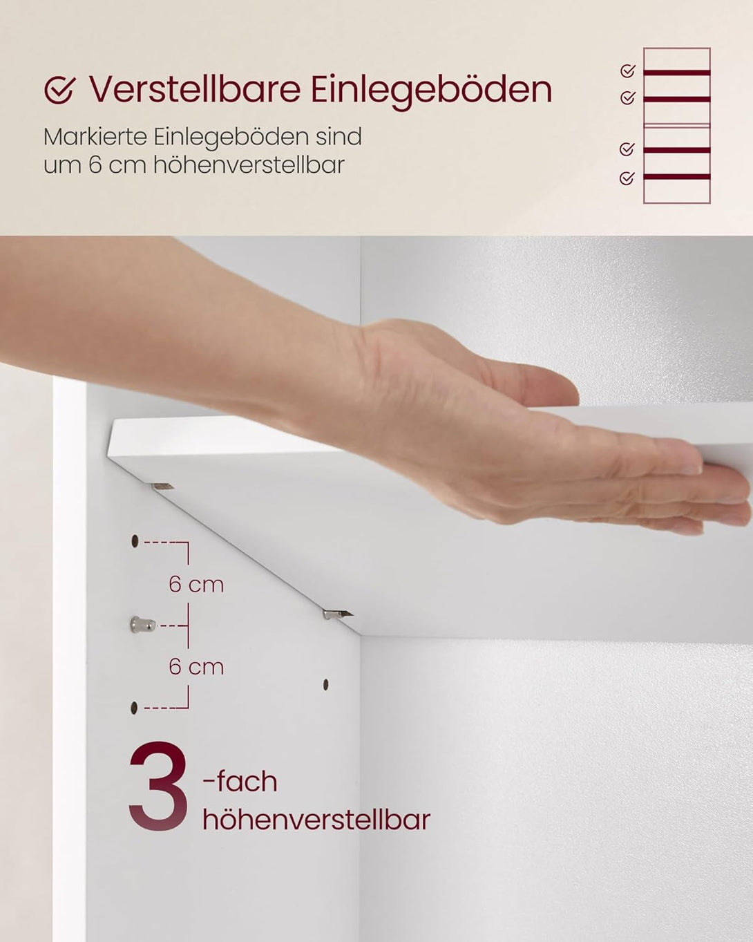 VASAGLE könyvespolc 24 × 60 × 178,5 cm, fehér színben-VASBÚTOR