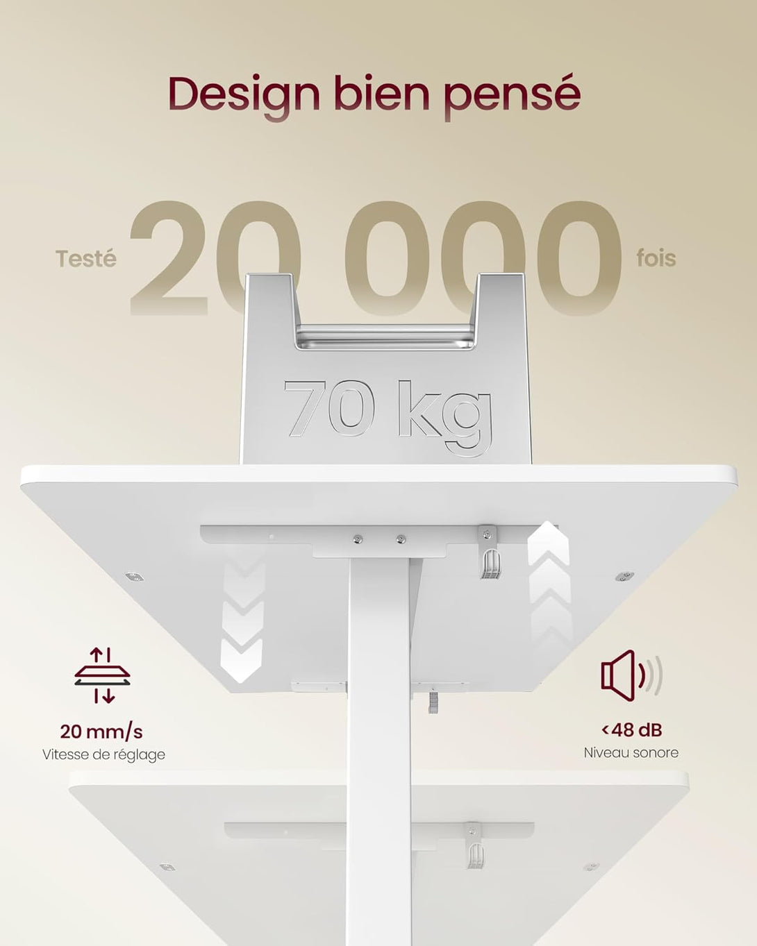 VASAGLE magasságállítható íróasztal, 160 x 80 cm, fehér-VASBÚTOR