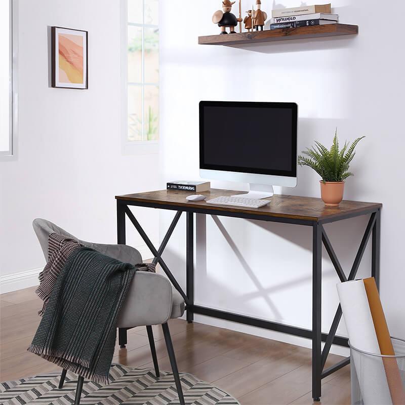 VASAGLE számítógépes íróasztal 115 x 60 x 76 cm, Rusztikus barna-fekete-VASBÚTOR