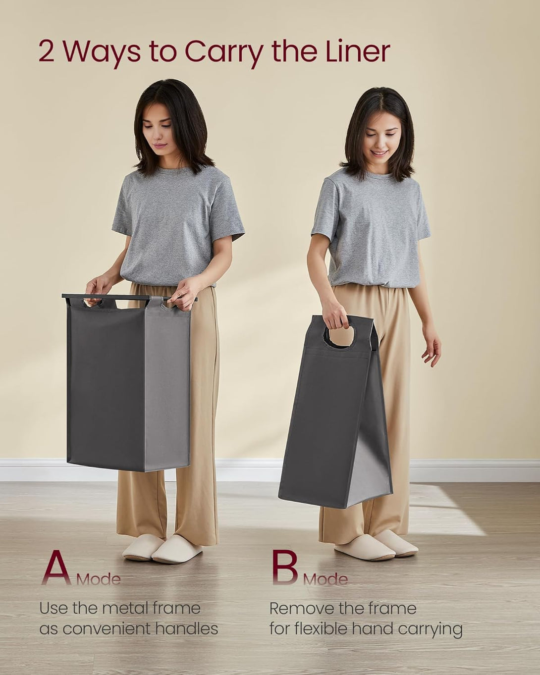 VASAGLE szennyestartó kosár, 4 rekeszes ruhagyűjtő szürke színben-VASBÚTOR