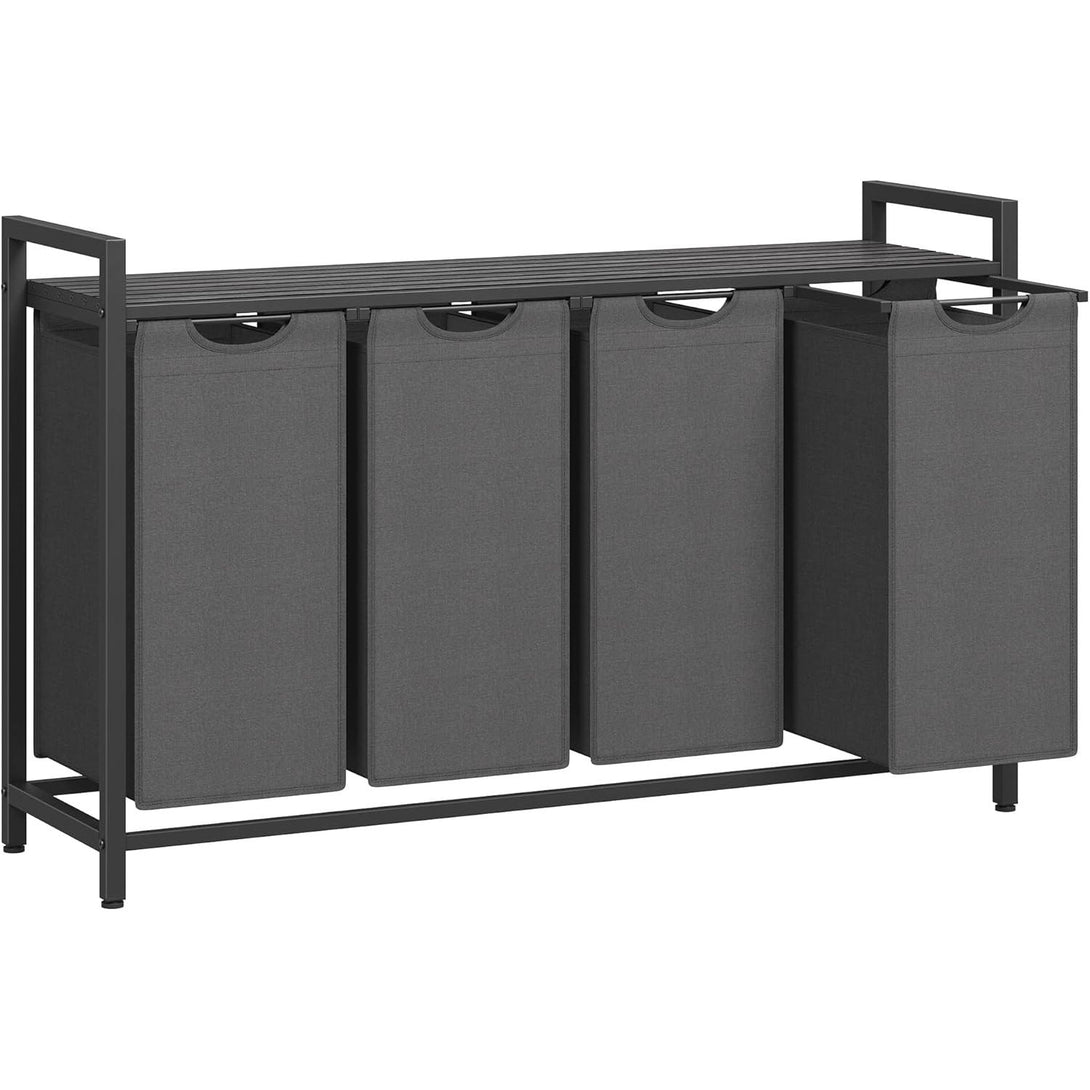 VASAGLE szennyestartó kosár, 4 rekeszes ruhagyűjtő szürke színben-VASBÚTOR