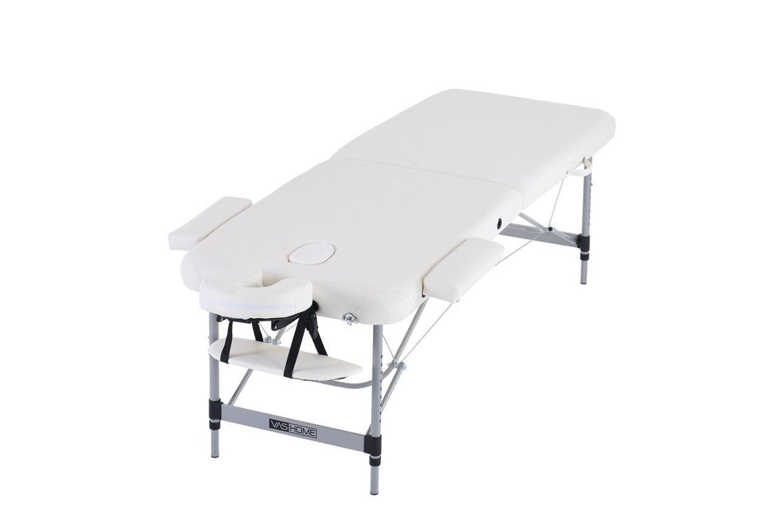 VASHOME Masszázságy, összecsukható és hordozható, Alumínium vázas, Fehér-VASBÚTOR