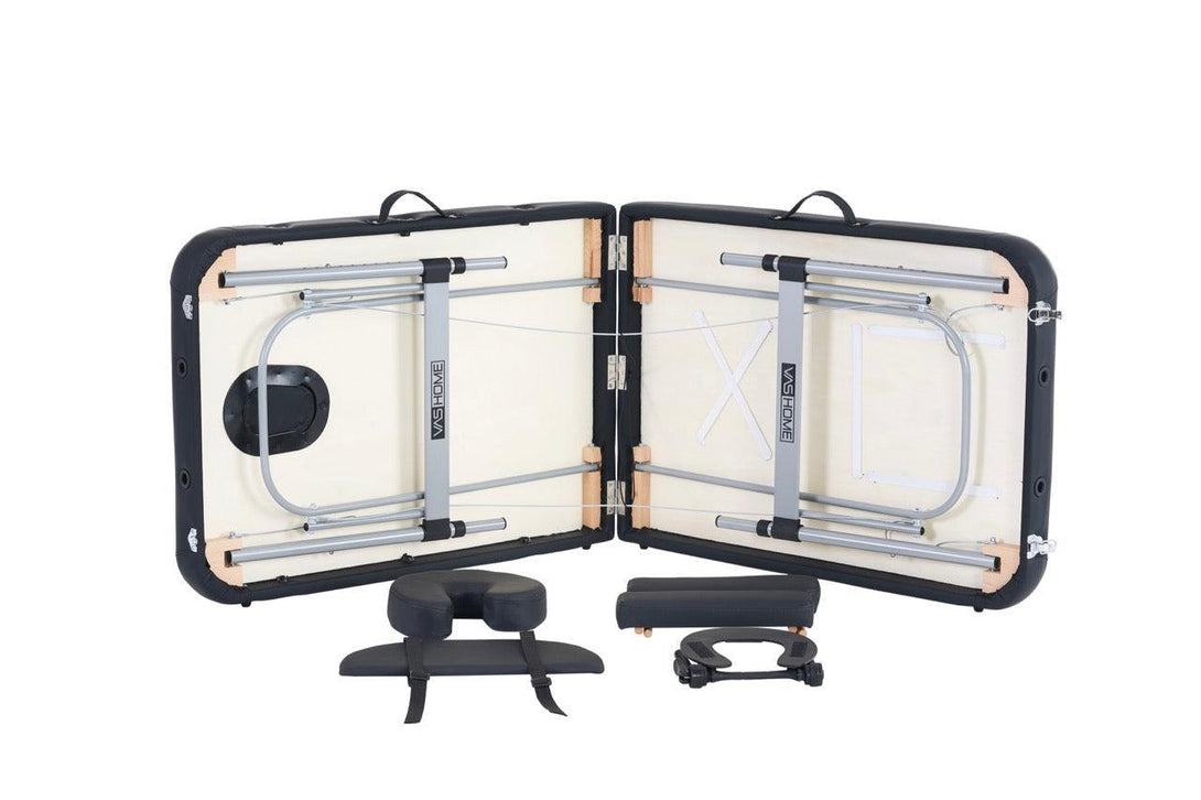 VASHOME Masszázságy, összecsukható és hordozható, Alumínium vázas, Fekete-VASBÚTOR