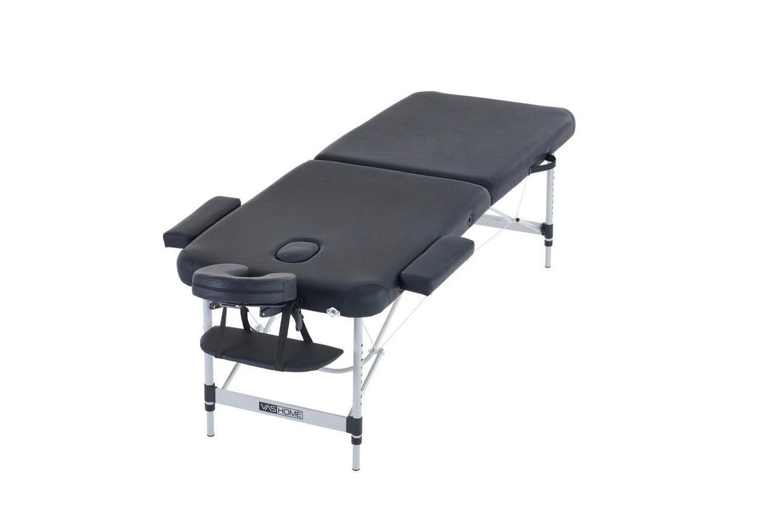 VASHOME Masszázságy, összecsukható és hordozható, Alumínium vázas, Fekete-VASBÚTOR