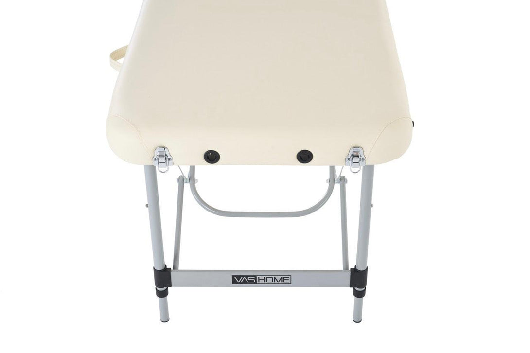 VASHOME Masszázságy, összecsukható és hordozható, Alumínium vázas, Krém Fehér-VASBÚTOR