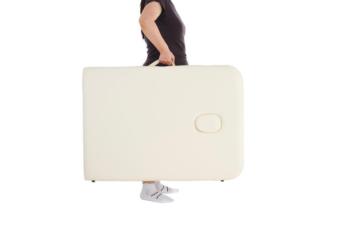 VASHOME Masszázságy, összecsukható és hordozható, Alumínium vázas, Krém Fehér-VASBÚTOR