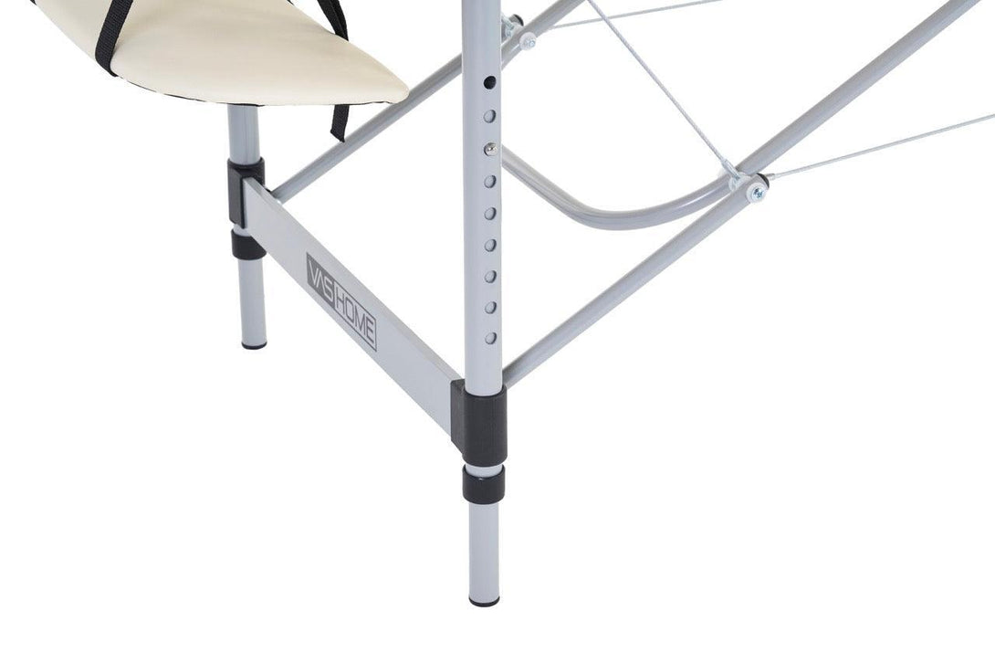 VASHOME Masszázságy, összecsukható és hordozható, Alumínium vázas, Krém Fehér-VASBÚTOR