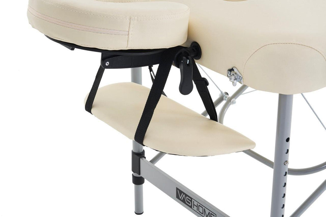 VASHOME Masszázságy, összecsukható és hordozható, Alumínium vázas, Krém Fehér-VASBÚTOR