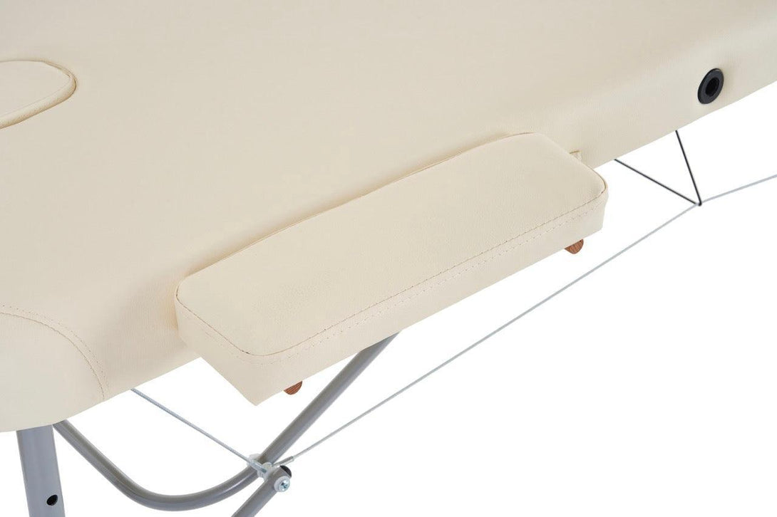 VASHOME Masszázságy, összecsukható és hordozható, Alumínium vázas, Krém Fehér-VASBÚTOR