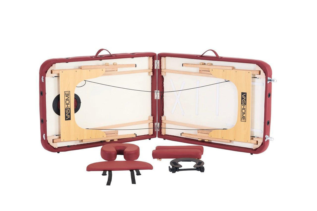 VASHOME Masszázságy, összecsukható és hordozható, Favázas, Bordó szín-VASBÚTOR