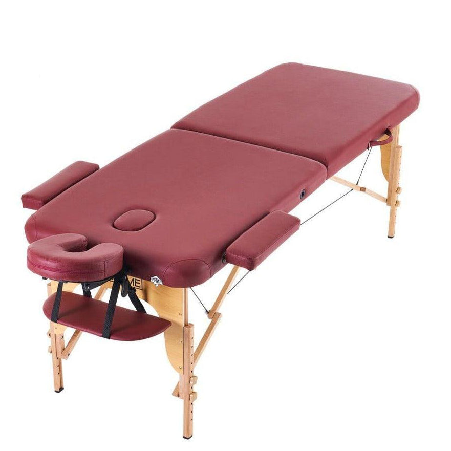 VASHOME Masszázságy, összecsukható és hordozható, Favázas, Bordó szín-VASBÚTOR