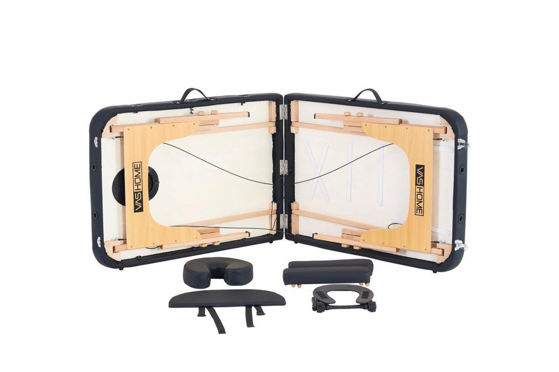 VASHOME Masszázságy, összecsukható és hordozható, Favázas, Fekete-VASBÚTOR