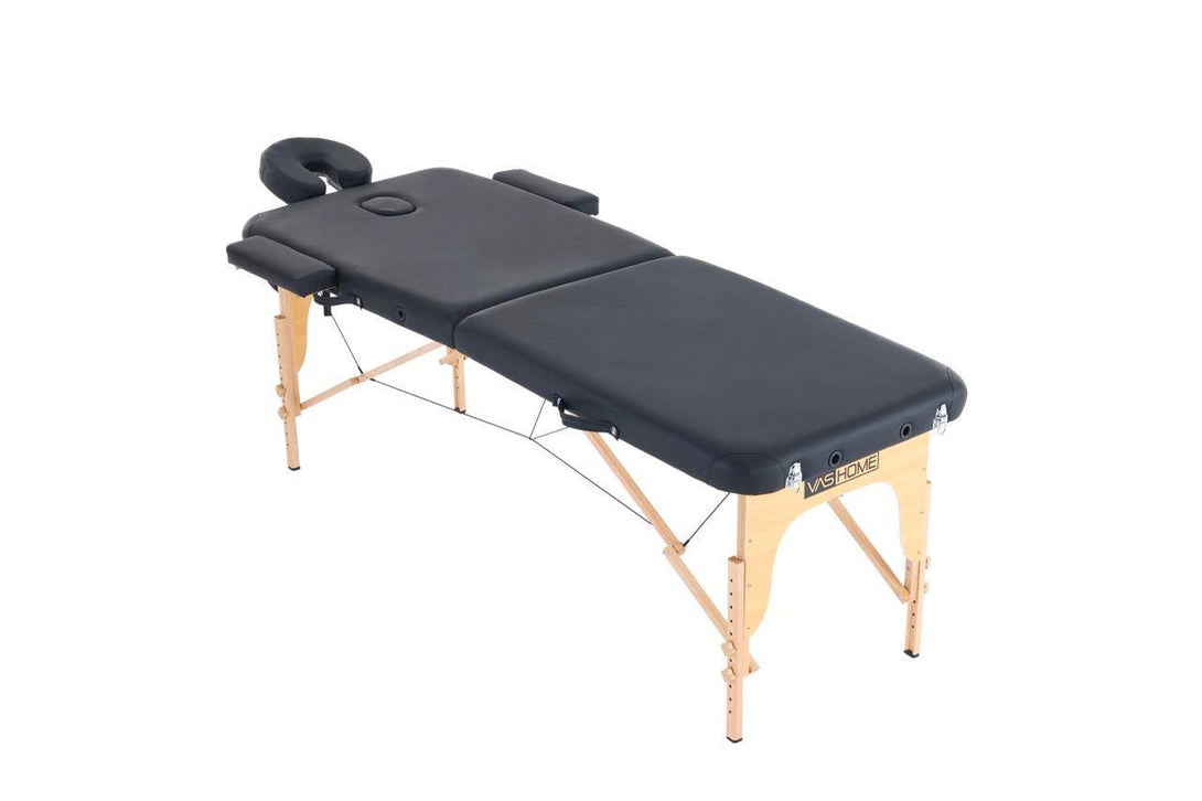 VASHOME Masszázságy, összecsukható és hordozható, Favázas, Fekete-VASBÚTOR