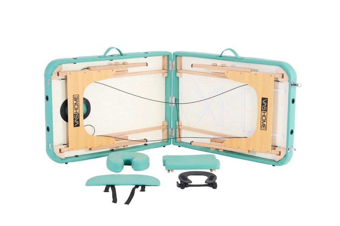 VASHOME Masszázságy, összecsukható és hordozható, Favázas, Zöld-VASBÚTOR