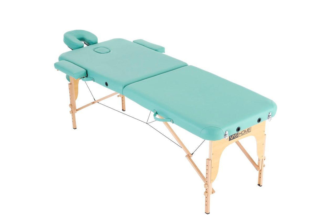 VASHOME Masszázságy, összecsukható és hordozható, Favázas, Zöld-VASBÚTOR
