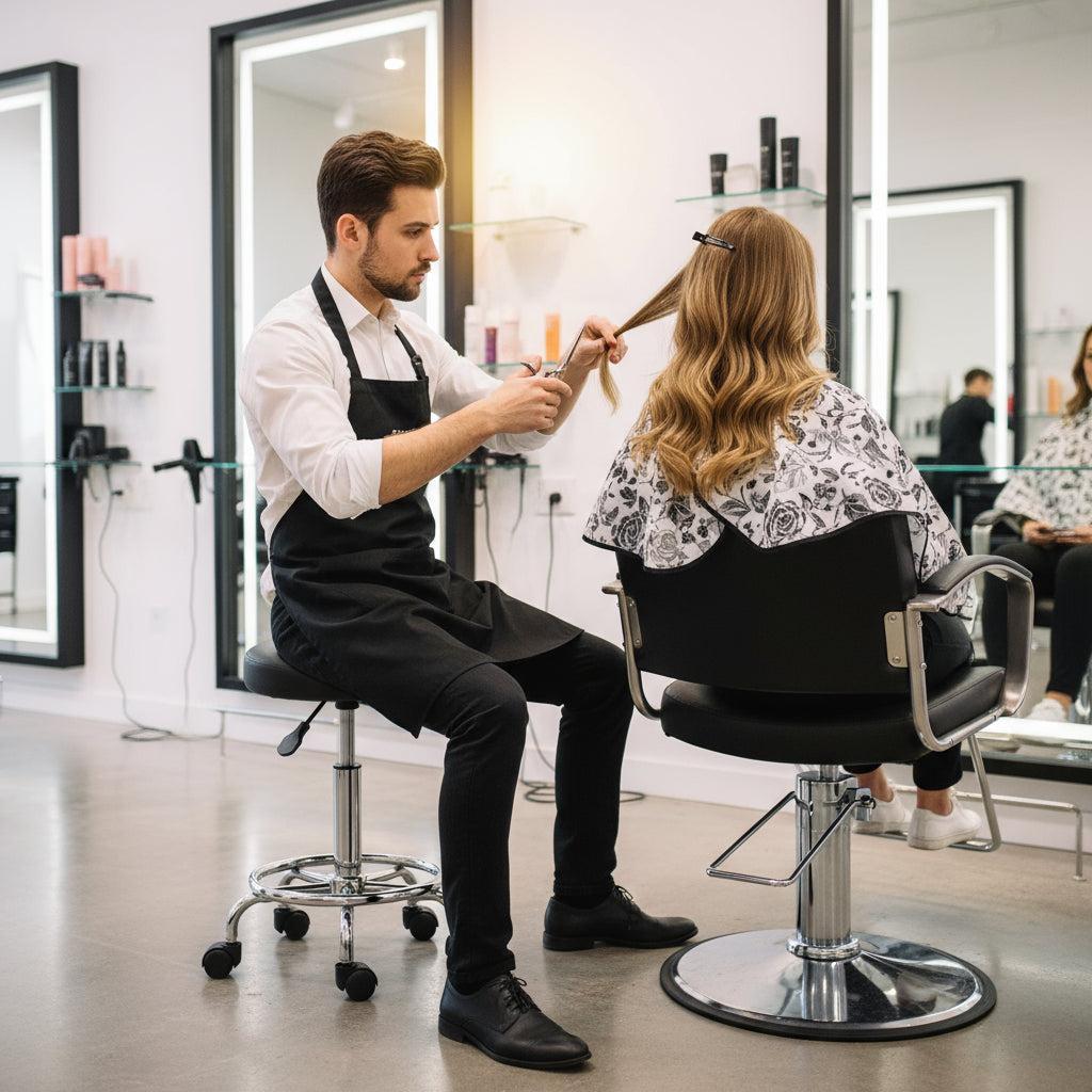 VASHOME Szépségszalonbeli szék, Fodrász szék kerekekkel, fekete-VASBÚTOR