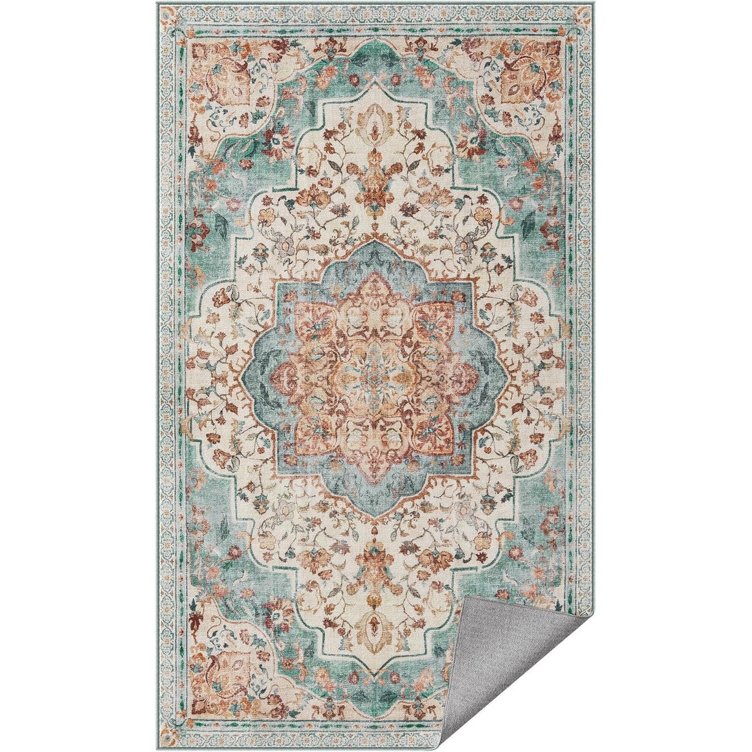 Vintage stílusú, gépben mosható szőnyeg 92 x 153, aqua blue-VASBÚTOR