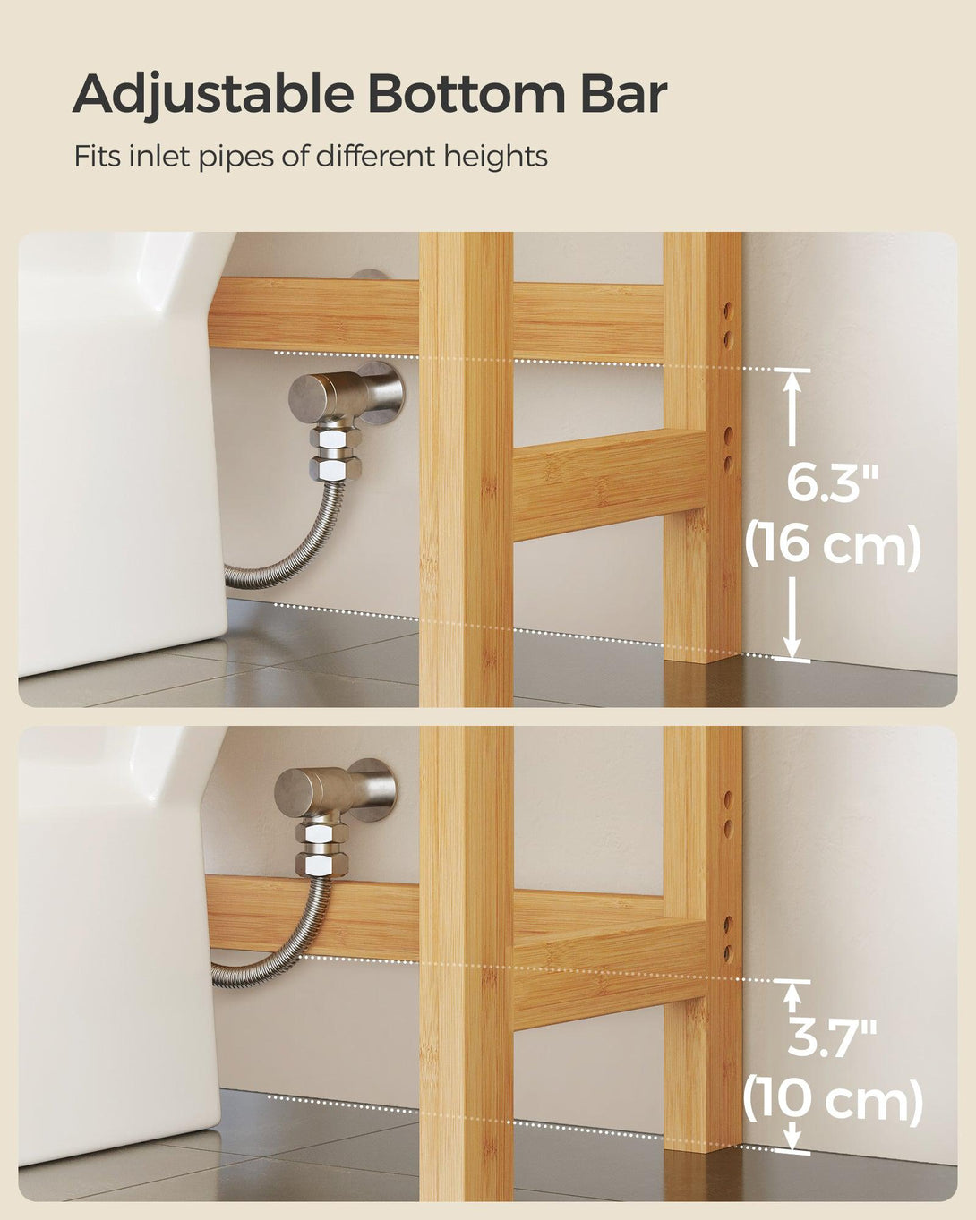 WC feletti tároló, 4 szintes, helytakarékos, egyszerű összeszerelés, natur-VASBÚTOR