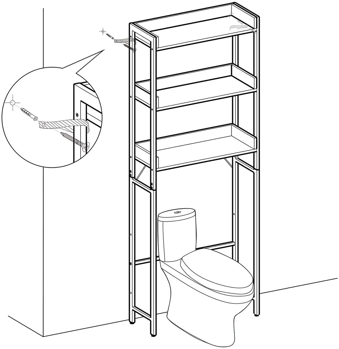 WC feletti tárolóállvány, mosógép polc 63 x 165 x 25 cm-VASBÚTOR