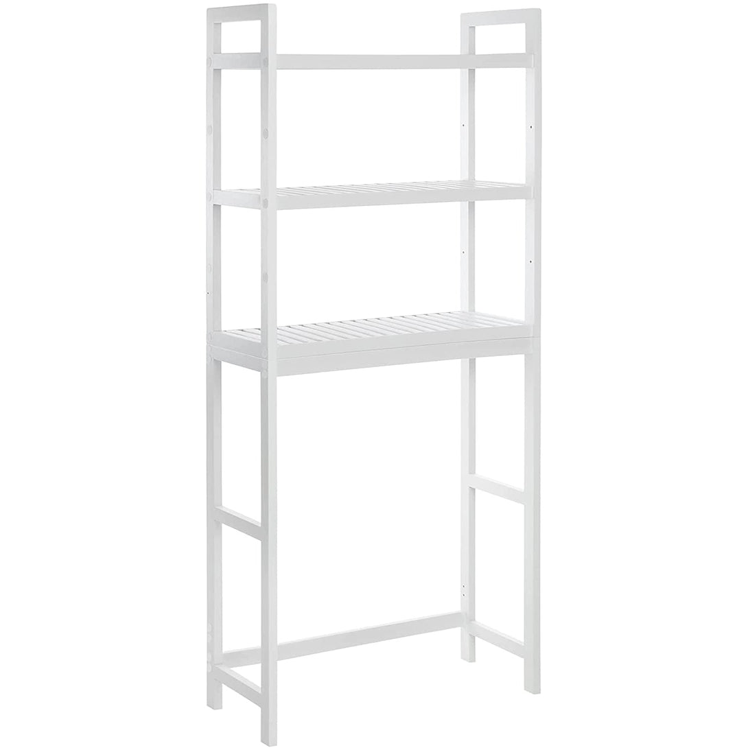 WC-polc, 3 szintes bambusz fürdőszobai polc,, 63 x 163 x 26 cm, fehér-VASBÚTOR
