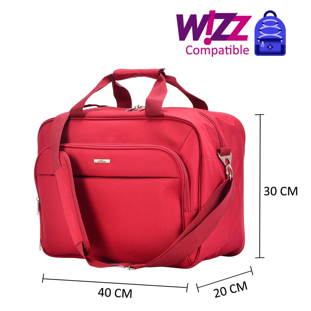Wizzair/Ryanair kézipoggyász kabintáska 40x30x20 cm , Bontour AIR Utazótáska, Piros-VASBÚTOR