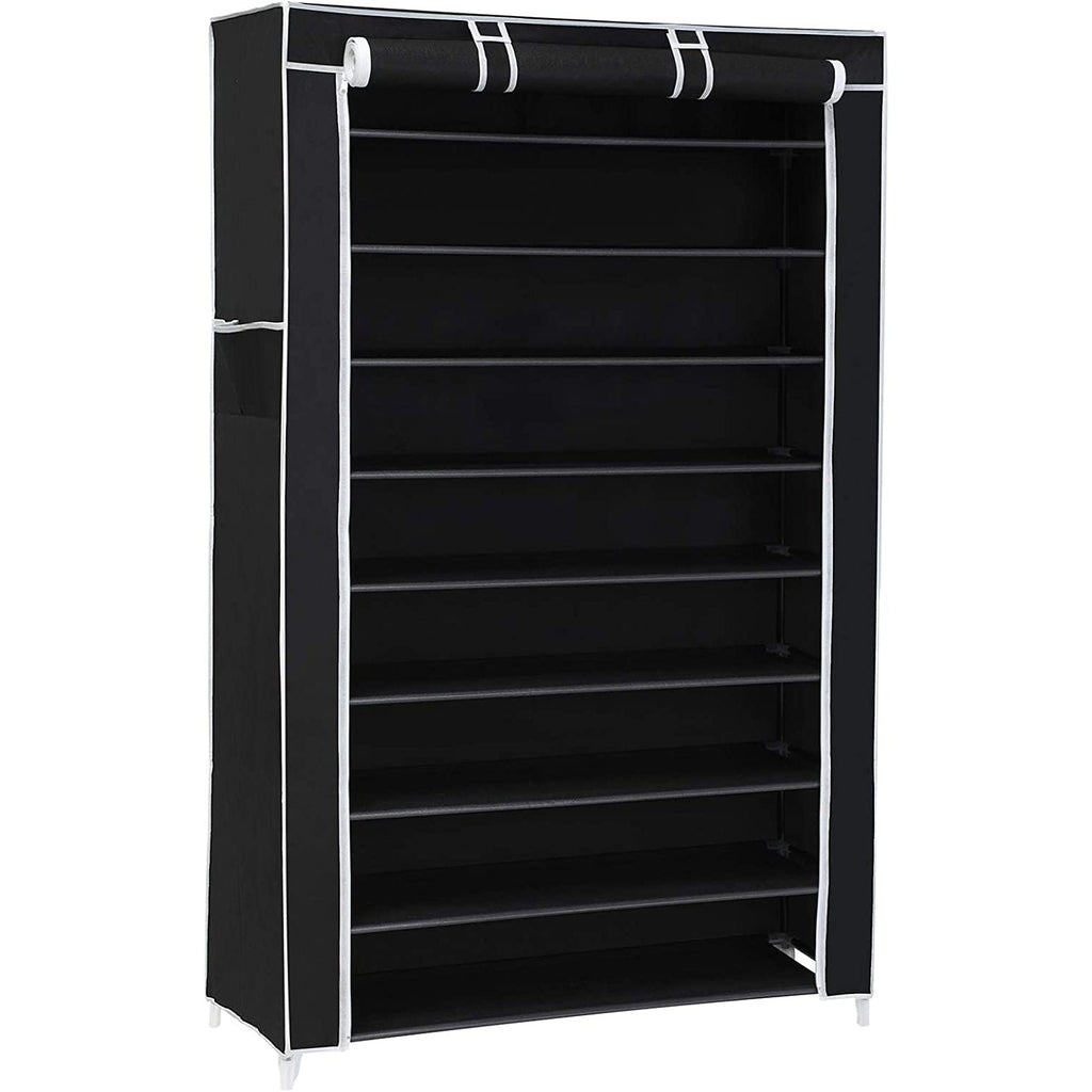 Xxl 10 szintes 45 pár cipőtartó polc, cipőtartó állvány, fekete-VASBÚTOR