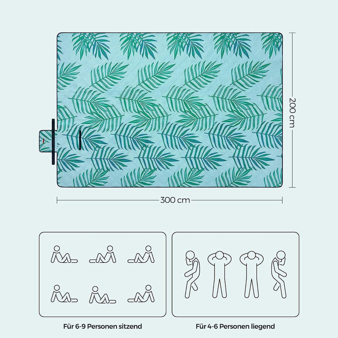 XXL vízálló Pikniktakaró, strand szőnyeg300 x 200 cm, trópusi mintával-VASBÚTOR