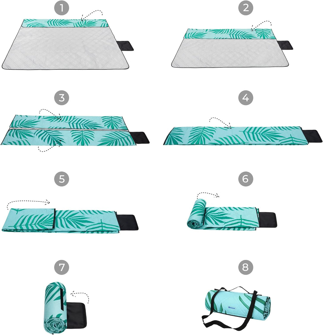 XXL vízálló Pikniktakaró, strand szőnyeg300 x 200 cm, trópusi mintával-VASBÚTOR