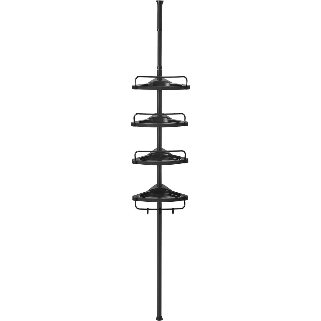 Zuhany sarokpolc, 4 szintes fürdőszobai zuhanypolc 85-305 cm, Fekete-VASBÚTOR