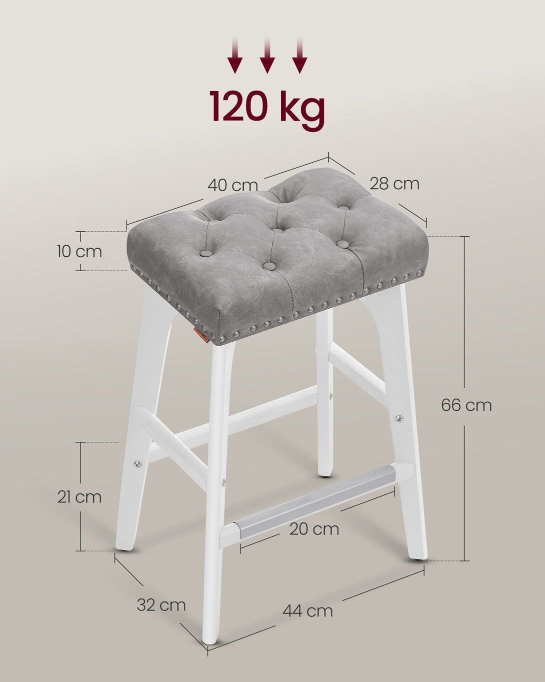 Bárszék 2db-os szett, 66 cm magas, szürke/fehér-VASBÚTOR