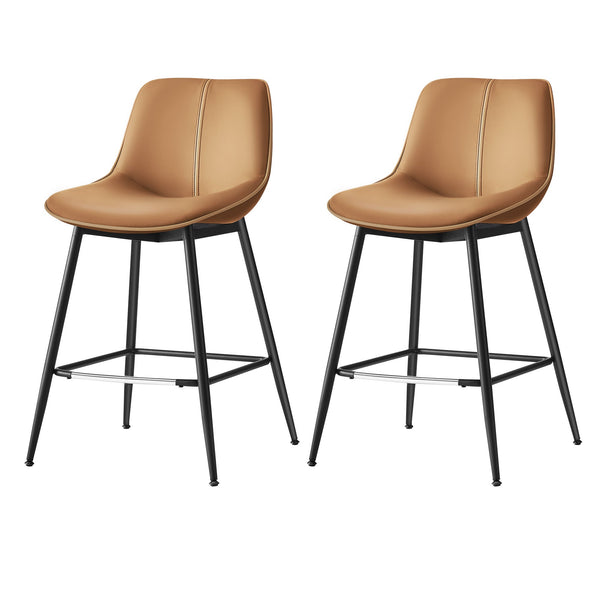 bárszékek 2 db-os szett, ergonomikus háttámlával, műbőr kárpitozással, 62 cm magas, karamellbarna-VASBÚTOR