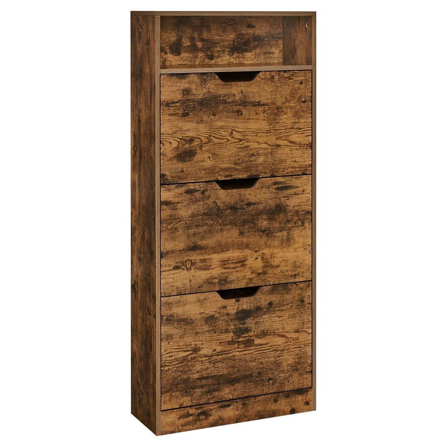cipős szekrény 3 füles 24 x 60 x 139 cm, vintage barna-VASBÚTOR