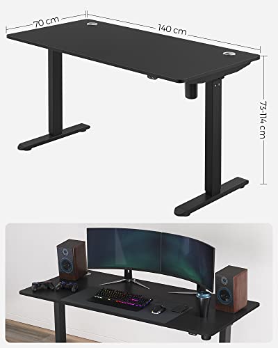 elektromosan állítható magasságú íróasztal, 70 x 140 x (73-114) cm, fekete-VASBÚTOR
