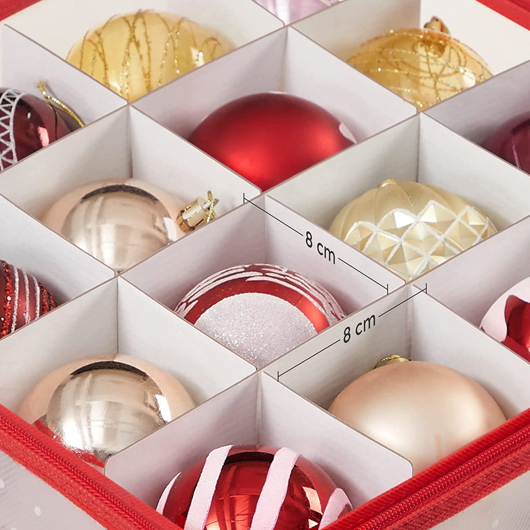 karácsonyi dísz tároló dobozok, 2 db-os készlet átlátszó-piros-VASBÚTOR