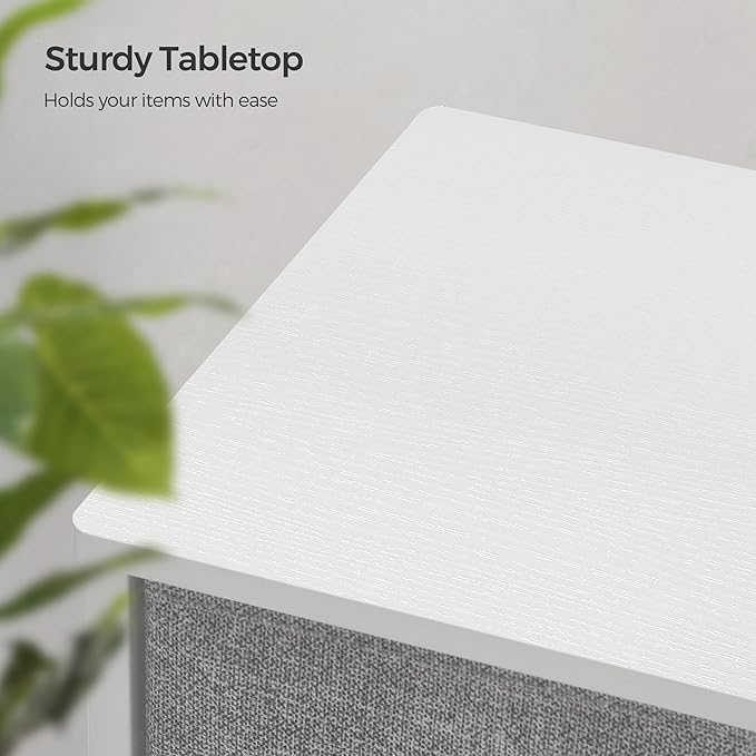 komód, tárolóegység 8 könnyen kihúzható textilfiókkal, világosszürke és fehér színben-VASBÚTOR