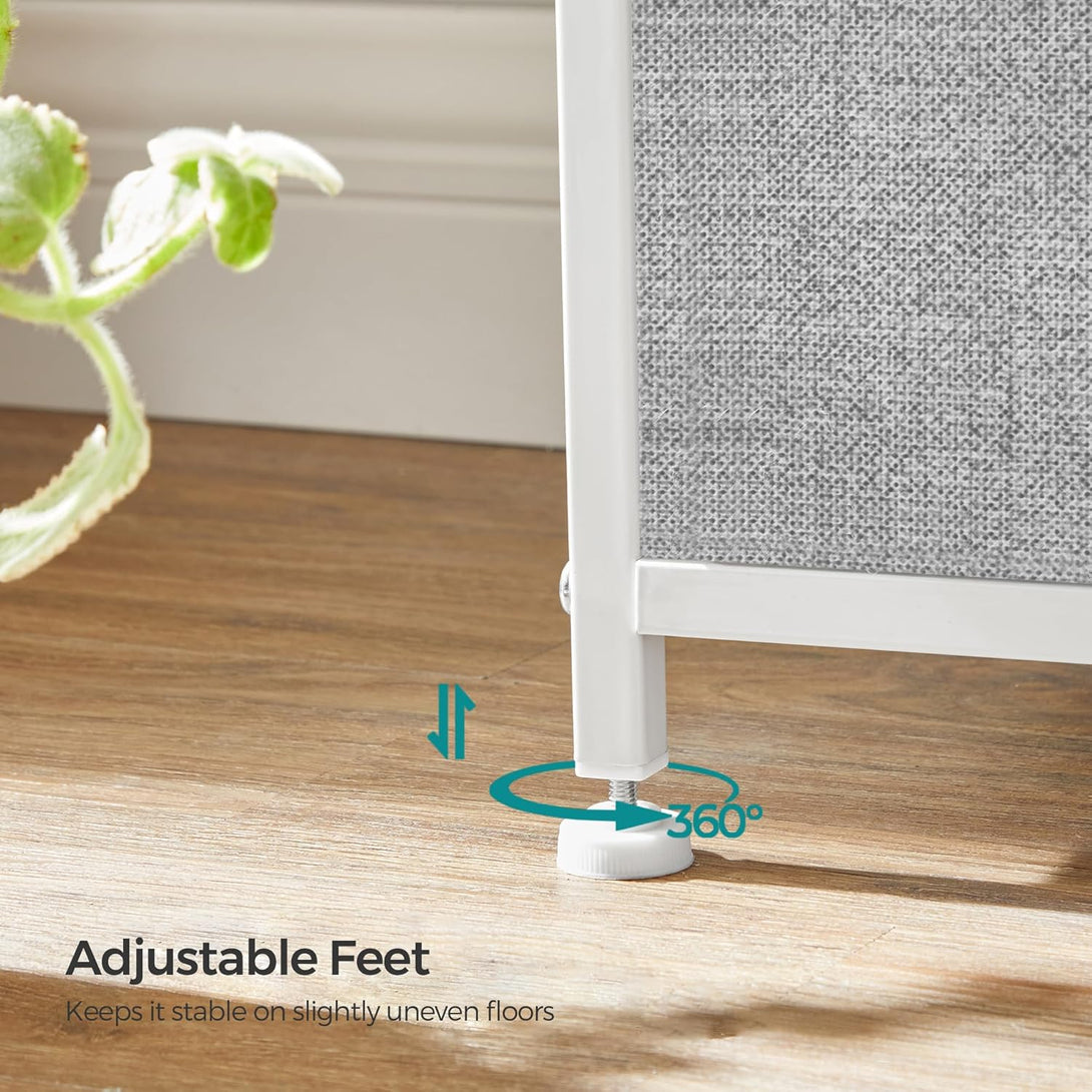 komód, tárolóegység 8 könnyen kihúzható textilfiókkal, világosszürke és fehér színben-VASBÚTOR